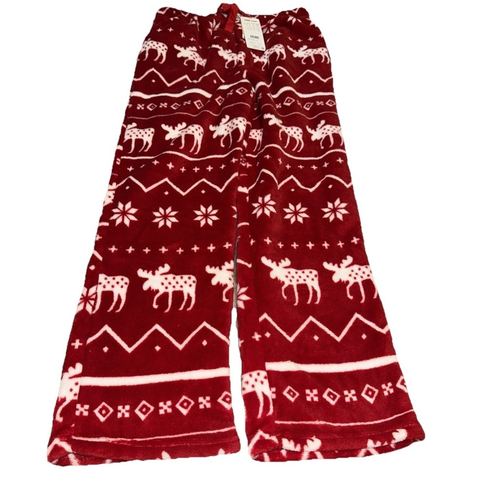 Lazy One Mens Red Pants Mens Sz Large Fleece PJ Pajama Pants Moose New